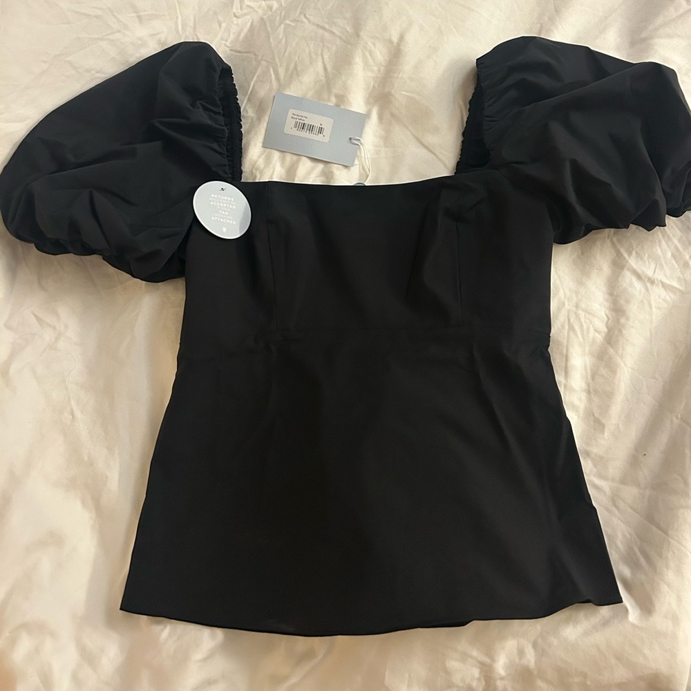 Hillhouse Matilda Black Taffeta Top
